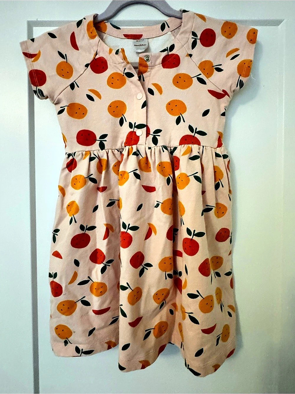 Hanna Andersson Short Sleeve Playground Dress Pink & Orange Girls Size 8